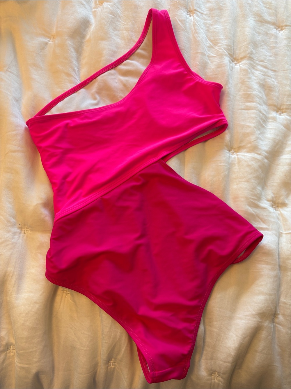Amazon Women's One-Shoulder Bright Pink One-Piece Swimsuit